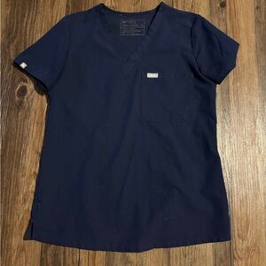 COPY - Figs Catarina One Pocket Scrub Top-Navy